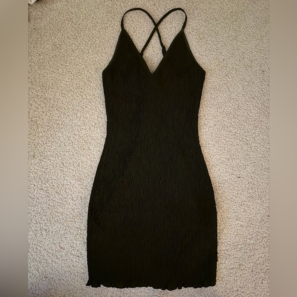 LF SEEK THE LABEL Smocked Black Halter Dress